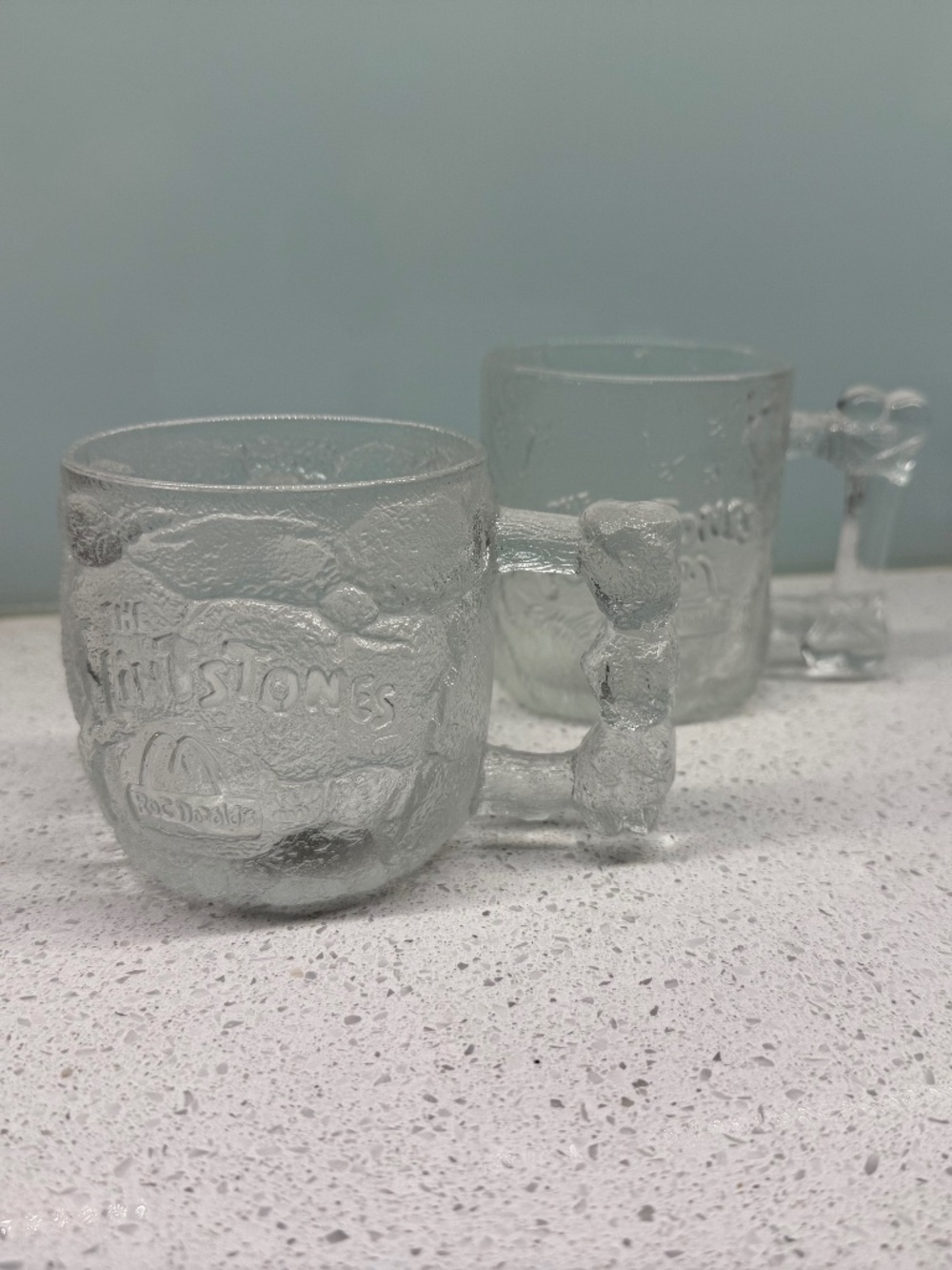 VINTAGE FLINTSTONES GLASS MUGS FROM MCDONALD'S